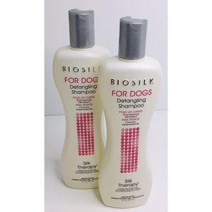 2 BIOSILK DOGS Silk Therapy DETANGLING Shampoo for Delicate Coat Skin 12oz
